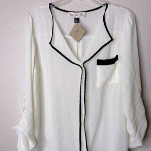 Kingdom B Cream & Black Blouse Medium Boutique New